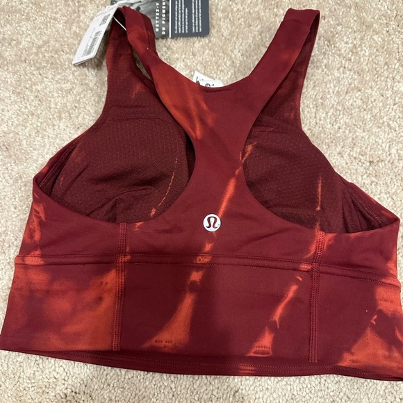 Lululemon Wunder Train Longline Sports Bra Size 4 Rust TieDye Padded Racerback - Picture 3 of 3
